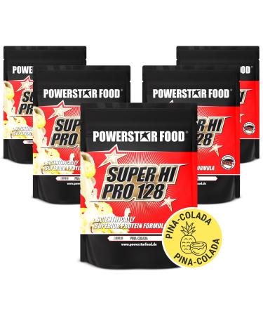 Powerstar Super Hi Pro 128 |Multi-component protein powder Pina Colada 5x1000G |Highly possible biological value |Protein powder with 79% protein i.tr.|For muscle building & Losing weight Pina-Colada 1 kg (5 Pack)