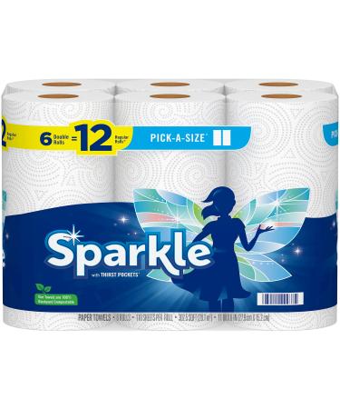 Sparkle Pick-A-Size Paper Towels, 6 Double Rolls  12 Regular Rolls