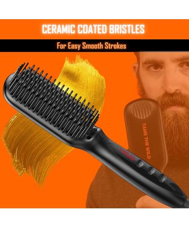 Tame The Wild Pro Beard Straightener for Men - Premium Heated Beard Brush - 12 Temp Settings - Anti-Scald Ionic - LED Display - Ideal for Beards Over 2 Inches - Buy Online on GoSupps.com