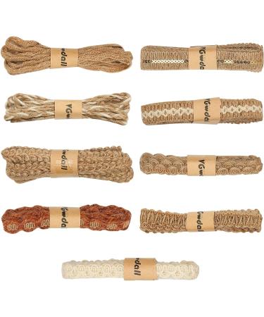 Jute Ribbon Lace Craft Ribbon - 9 Rolls, 18 Meters - Ideal for Crafts, Gifts, Parties, Holidays & Rustic Weddings - Multicolor - Buy Online on GoSupps.com