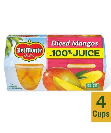 Del Monte Diced Mangos in Juice 4 Oz - Pack of 4 | Fresh and Ready-to-Eat - Buy Online on GoSupps.com