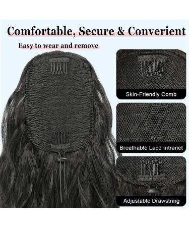 Ponytail Extension Ponytail Hair Extension For Women Long Curly Wavy Drawstring Ponytail Hairpieces Synthetic Fake Horse Tail Black Blonde Red Ponytail Hair Extension(#1B) 26inches #1B - Buy Online on GoSupps.com