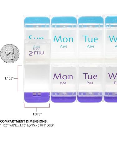 EZY DOSE Push Button Weekly Pill Case | 7-Day Medicine Planner & Vitamin Organizer | AM/PM Large Compartments - Arthritis Friendly & BPA Free - Pack of 6 - Buy Online on GoSupps.com
