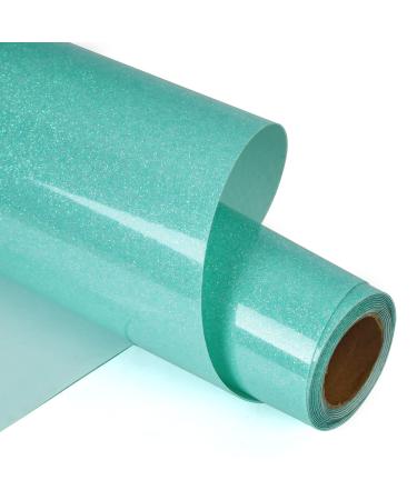 HTVVETUR Teal Glitter HTV Vinyl Rolls -Heat Transfer Vinyl Rolls-12inch by 6feet PU Stretch Iron on for T-Shirt (Z1 Glitter Tiffany Blue, 6FT) Z1 Glitter Tiffany Blue 6FT