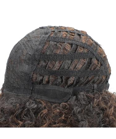 XIUFAXIRUSI Short Curly Afro Wig for Black Women - Brown Kinky Curly Synthetic Hair with Side Bangs - Buy Online on GoSupps.com