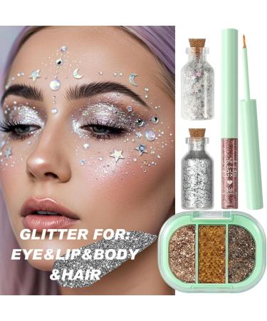  G n rique Glitter Eyeshadow - Waterproof Cosmetics with Eyeliner | Pearlescent Eye Makeup Set - for Beginner Girls Parties Travel Holidays Birthdays Dates Weddings Bars - Buy Online on GoSupps.com
