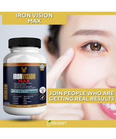 GREENVIFY IronVision Max Eye Health Supplement 24 Premium Vitamins & Minerals Lutein Bilberry Extract 60 Capsules (1) - Buy Online on GoSupps.com