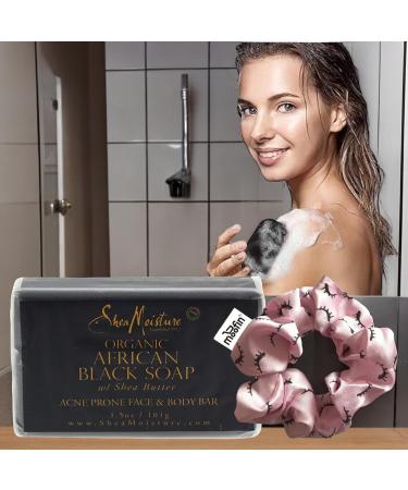 SheaMoisture African Black Soap Bar - Exfoliating Cleanser with Shea Butter & Tea Tree Oil - Balances Oily Skin - 4 Pack Bundle - Buy Online on GoSupps.com