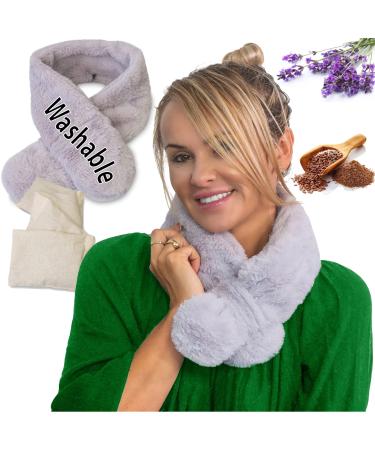 Washable Heating Pad Microwavable Flaxseed Lavender Ultra Soft Removable Cover for Neck and Back Pain Relief Portable Heat Neck wrap Aromatherapy Heat Packs Hot  Cold Therapy Comfort Items