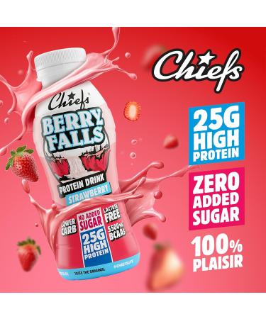 Chiefs Milk Protein Drink avec 25 g de prot ines et BCAA Shake riche en prot ines et faible en glucides sans lactose et sans sucres ajout s 8 x 330 ml (Berry Falls) - Buy Online on GoSupps.com