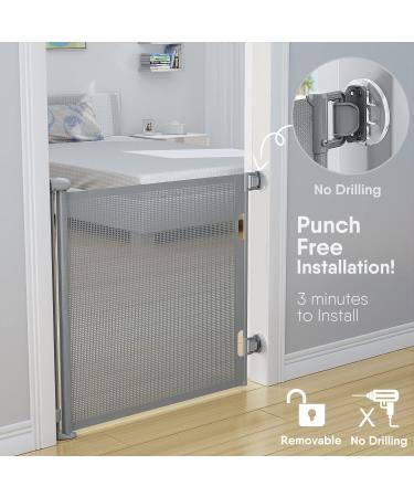 BabyBond Retractable Baby Gate | Extra Wide 71x33 Inch | Punch-Free Install for Kids/Pets | Indoor/Outdoor Dog Gate for Doorways/Stairs | Grey - Buy Online on GoSupps.com