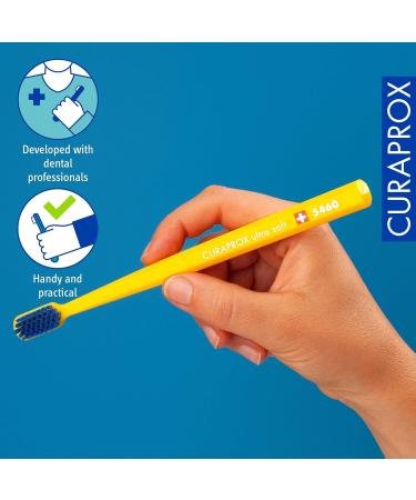 Curaprox Toothbrush CS 5460 Ultra Soft - Eco-Friendly Manual Toothbrush for Adults with 5460 CUREN Bristles - Yellow-Blue - Buy Online on GoSupps.com