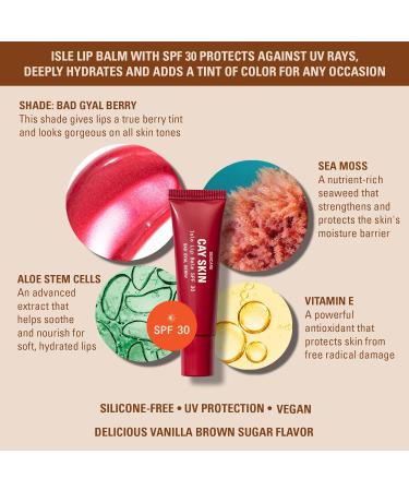 Cay Skin Isle Lip Balm Bad Gyal Berry SPF 30 | Hydrating Lip Gloss | Vanilla Brown Sugar | UV Protection - 0.35oz | Shop Internationally - Buy Online on GoSupps.com