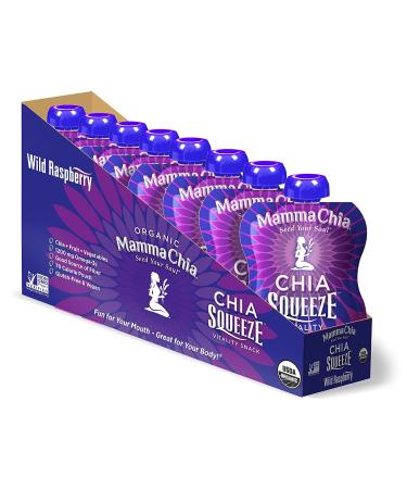Mamma Chia Organic Wild Raspberry Chia Squeeze - 8 Vitality Snacks (3.5 oz Each) - Buy Online on GoSupps.com