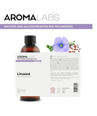 Organic Vegetable Linseed Oil 100ml | 100% Pure & Natural Cold-Pressed | Cosmos Certified | Aroma Labs (French Brand) - Buy Online on GoSupps.com