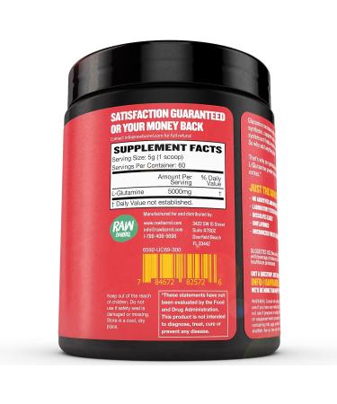 Glutamine Powder 300g - Pure Unflavored Micronized L-Glutamine Supplement - Vegan & Gluten Free | Raw Barrel - Buy Online on GoSupps.com