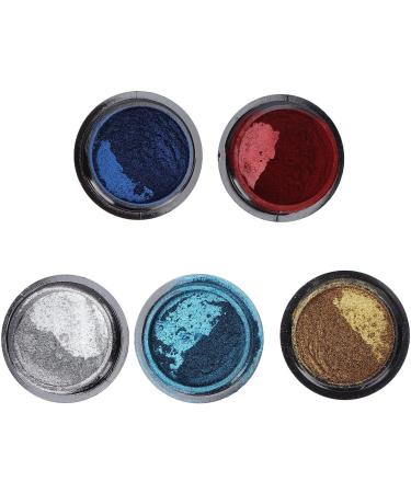 Mirror Effect Nail Powder Safe Exquisite 5 Color Mild Nail Art Powder Compact with Eyeshadow Applicator for Nail Salon for Dating - Buy Online on GoSupps.com