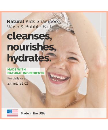 Kids 3-in-1 Shampoo Body Wash Bubble Bath - Made in USA, Sweet Orange Vanilla, Paraben & Sulfate Free - 16 Fl Oz - Buy Online on GoSupps.com