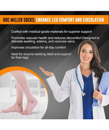 Doc Miller Compression Calf Sleeve - Premium 15-20mmHg Support for Men & Women | Ideal for Running Shin Splints & Calf Tears - Large Skin/Nude - 1 Pair - Buy Online on GoSupps.com