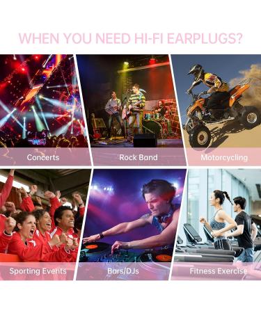 High Fidelity Concert Ear Plugs - 21dB Noise Reduction for Musicians, Sporting Events, Raves - Pink Silicone Earplug for Hearing Protection - Buy Online on GoSupps.com