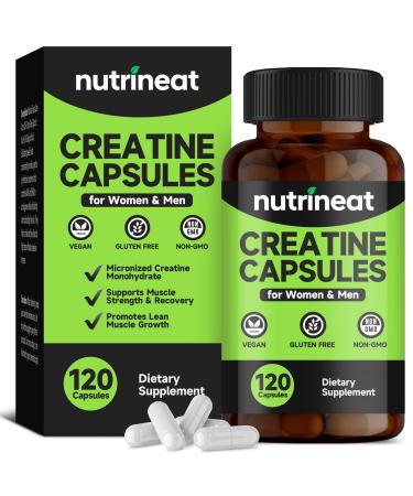 NutriNeat Creatine Capsules (120 Capsules) Creatine Monohydrate Capsule Creatine Supplements for Women & Men 1000 mg per Serving Workout Nutrition for Men and Women