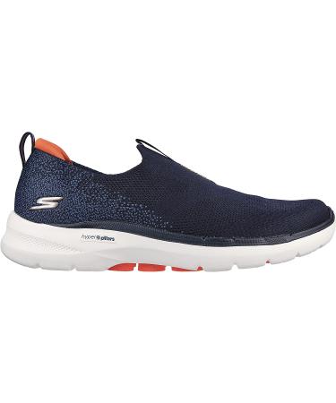 Skechers Men's GoWalk 6 Stretch Fit Slip-On Walking Shoe - Navy/Orange - Size 11 - Buy Online on GoSupps.com