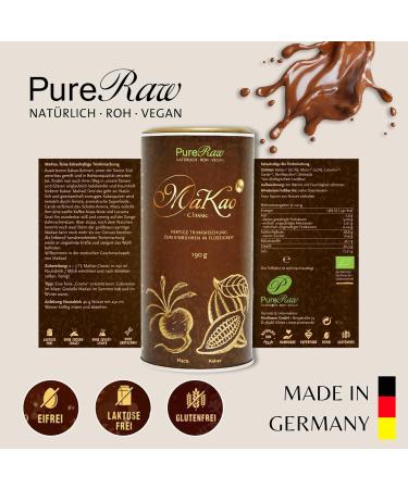 Buy Makao Classic Organic Raw Vegan Chocolate Drink Powder - Sugar-Free Superfood Cocoa Maca Lucuma Carob Hot Chocolate (190g) | Pureeraw - Buy Online on GoSupps.com