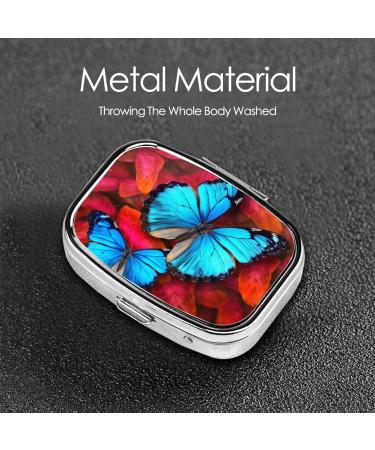 Beautiful Butterflies Compact Pill Case - Cute 2 Compartment Travel Pill Organizer for Pocket & Purse Gifts - Buy Online on GoSupps.com