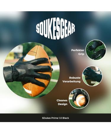 SDukes Prime 1.0 American Football Gloves for Receivers - Black | International Shipping Available - Buy Online on GoSupps.com