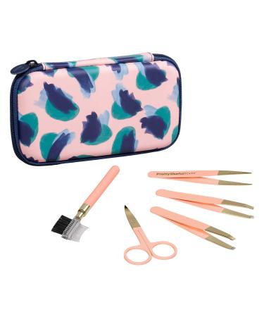 Pretty Useful Tools | Eyebrow Kit | Camo Coral | Stainless Steel | Scissors & Tweezers Included