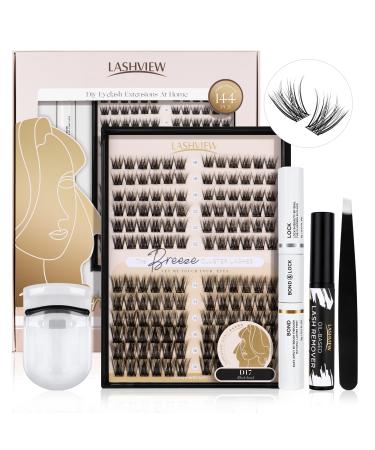 Lashview DIY Lash Extension Kit 144 PCs Lash Cluster with Lash Bond and Seal Mascara Brush Brush Glue Remover Lash Applicator and Travel Eyelash Curler (D17 Style-C) 9ZD17H-144C-KIT - Buy Online on GoSupps.com