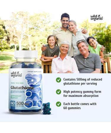 Wild & Organic Glutathione Gummies - Liver Cleanse & Antioxidant Support - 500mg 60 Vegan Chews - Buy Online on GoSupps.com