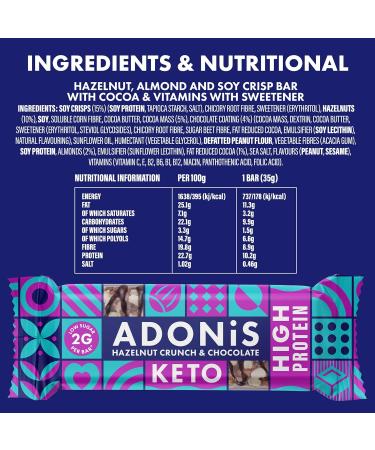 Adonis Keto Hazelnut Crunch & Cacao Protein Bar 45g - Buy Online on GoSupps.com