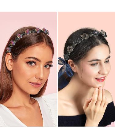 Sparkling Crystal Stone Hair Clips Double Bangs Hairstyle Headband Set for Women - Rhinestone Twist Plait Hair Accessories - Buy Online on GoSupps.com