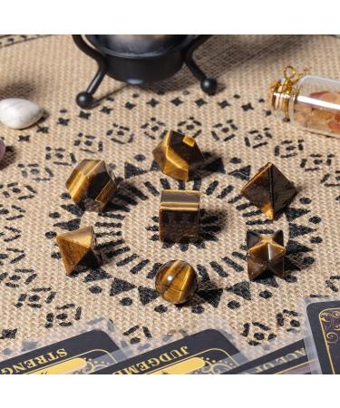 Nupuyai 7 Pieces Tiger Eye Platonic Solids Set | Sacred Geometry & Reiki Healing Crystals in Gift Box | Brown Healing Stones for Spiritual Growth - Buy Online on GoSupps.com