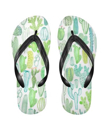 Mnsruu Tropical Cactus Blossoms Floral Flip Flops Home Hotel Spa Bedroom Travel XS for Men Women