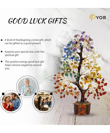 Crystal Money Tree - Healing Stones - Guardian Angel - Feng Shui Figurine - Gemstone Tree Of Life - Handmade Gift - Chakra Stone - Home Decor Red Yellow - Buy Online on GoSupps.com