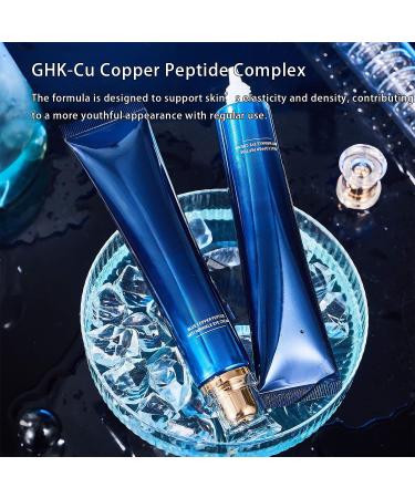 Blue Copper Peptide Eye Cream - GHK-Cu Eye Cream for Dark Circles Puffiness & Fine Lines Firming & Hydrating Under Eye Cream with Peptides 1oz - Buy Online on GoSupps.com
