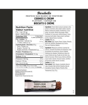 Barebells Protein Bars Cookies & Cream - 12 Count 1.9oz Bars - Protein Snacks with 20g of High Protein - Chocolate Protein Bar with 1g of Total Sugars - On The Go Protein Snack & Breakfast Bars Cookies And Cream 12 Count (Pack of 2) - Buy Online on GoSupps.com
