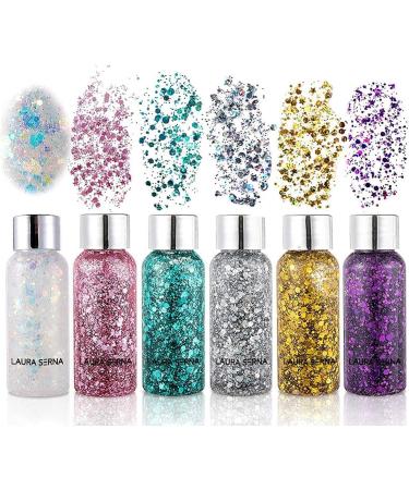 Buy Body Glitter Gel - Mermaid Sequins Chunky Glitter for Face Eyes Hair & Nails (2 Pack - Color G) | Long Lasting Sparkling Makeup Accessories - Buy Online on GoSupps.com
