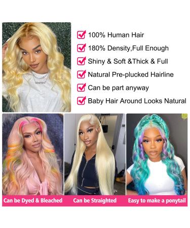 613 Blonde Human Hair Lace Front Wig 20 Inch - Brazilian Virgin Body Wave, 180% Density, HD Lace Frontal, Pre Plucked with Baby Hair - Buy Online on GoSupps.com