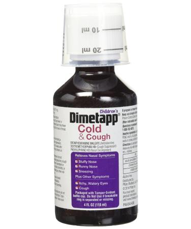 Dimetapp DM Elixir Cold & Cough Relief Syrup With Grape Taste for Childrens - 4 Oz