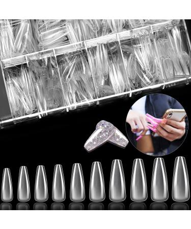 500 pieces acrylic artificial nail tip wrong nail tips natural nail tip ballerina press on nails tips 10 sizes wrong nails with clear box for fake nails nail brush nail glue