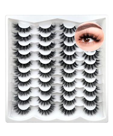 20 Pairs Short Mink Lashes Natural Look  3D Wispy 12-18mm Cat-Eye Faux Mink Lashes Fluffy  4 Styles Mixed Natural Wispy False Eyelashes Pack by Heracks (F-01) 20 Pair (Pack of 1) Fluffy Lashes-A