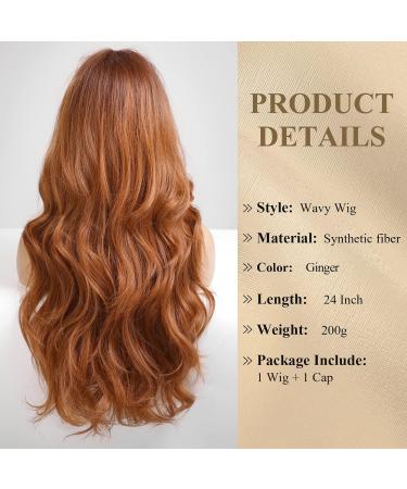 HAIRCUBE Ginger Wig with Bangs - Long Wavy Middle Part Synthetic Wig for Daily Use - Buy Online on GoSupps.com