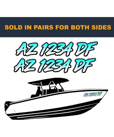Custom Personalized State Boat Registration Numbers - 2 Pack Pair Vinyl Decal Sticker - Premium Gradient Print - VulgrCo - Buy Online on GoSupps.com