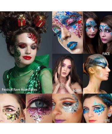 Mermaid Sequins Chunky Glitter Gel - 50ml Holographic Liquid Nail & Eye Glitter - Long Lasting Sparkling Gold - Christmas Party Rave & Festival Makeup - Buy Online on GoSupps.com