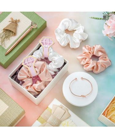 32 Pcs Bridesmaid Proposal Set: Satin Hair Scrunchies, Bracelets, Diamond Pens, Bridesmaid Cards - White & Rose Gold - Buy Online on GoSupps.com