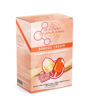 Core Nutritionals Hydrate Electrolyte Drink Mix | Full Electrolyte & Hydration Blend | Improve Stamina & Recovery | 20 Stick Packs (Fun Sweets Orange Cream) Fun Sweets Orange Cream 8 Ounce (Pack of 1)