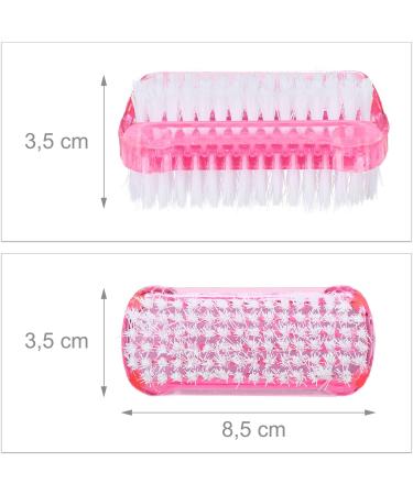 Relaxdays Nail Brush Set of 8 - Double-Sided Hand Brush with Hard Bristles - Pink - Perfect for Home & Travel - Buy Online on GoSupps.com